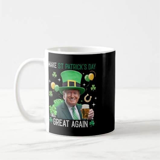 Maak St. Patrick's Day Groot Again Ierse Leprechau Koffiemok (Links)