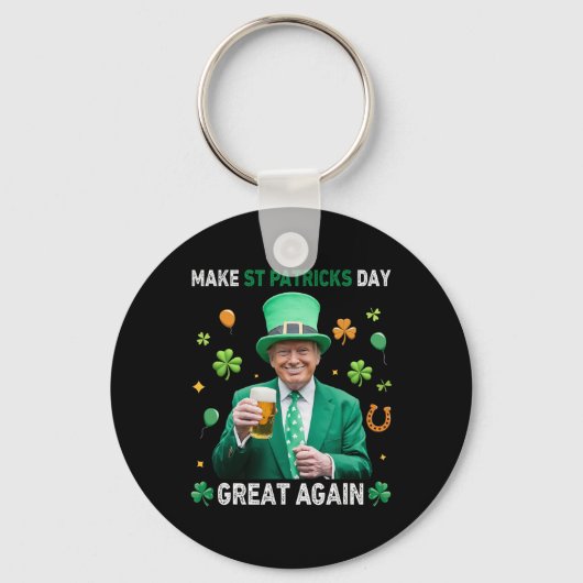 Maak St. Patrick's Day Groot Again Ierse Leprechau Sleutelhanger (Voorkant)
