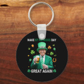 Maak St. Patrick's Day Groot Again Ierse Leprechau Sleutelhanger (Voorkant)