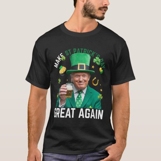 Maak St. Patrick's Day Groot Again Ierse Leprechau T-shirt (Voorkant)
