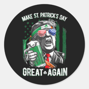 Maak St. Patrick's Day Groot Opnieuw Grappig Trump Ronde Sticker