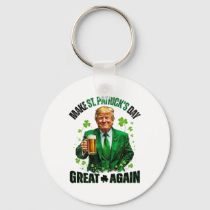 Maak St. Patricks Day opnieuw groot Trump Shamrock Sleutelhanger