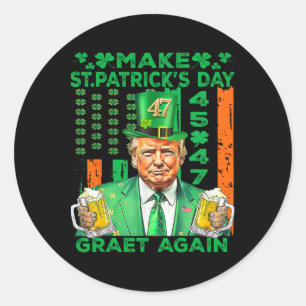 Maak St Patrick's Day weer een geweldige vlag Grap Ronde Sticker
