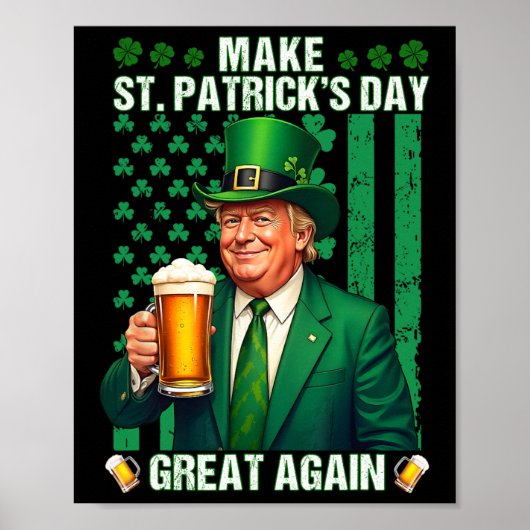 Maak St Patricks Day weer geweldig grappig Trump-b Poster (Voorkant)