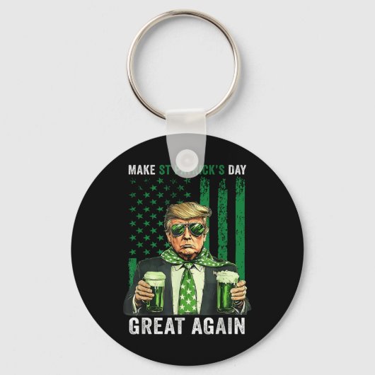 Maak St Patricks Day weer geweldig Grappig Trump M Sleutelhanger (Voorkant)