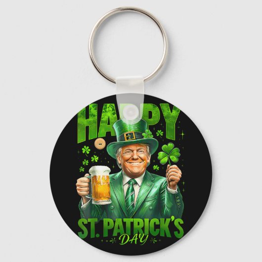 Maak St Patricks Day weer geweldig Grappig Trump M Sleutelhanger (Voorkant)