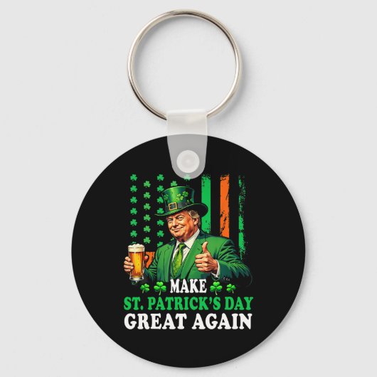 Maak St Patricks Day weer geweldig Grappig Trump M Sleutelhanger (Voorkant)