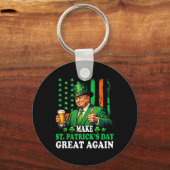 Maak St Patricks Day weer geweldig Grappig Trump M Sleutelhanger (Voorkant)