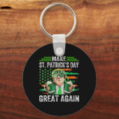 Maak St Patrick's Day weer geweldig grappig Trump Sleutelhanger (Voorkant)