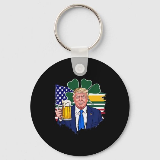 Maak St Patrick's Day weer geweldig grappig Trump  Sleutelhanger (Voorkant)