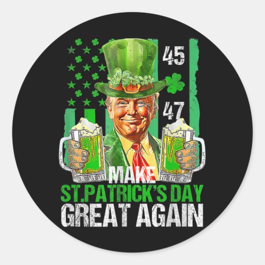 Maak St Patrick's Day weer geweldig Shamrock Trump Ronde Sticker (Voorkant)