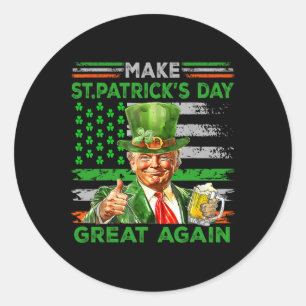 Maak St. Patrick's Day weer geweldig vlag grappig Ronde Sticker