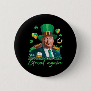 Maak St Patricks Day weer Groot Funny Trump Heren Ronde Button 5,7 Cm