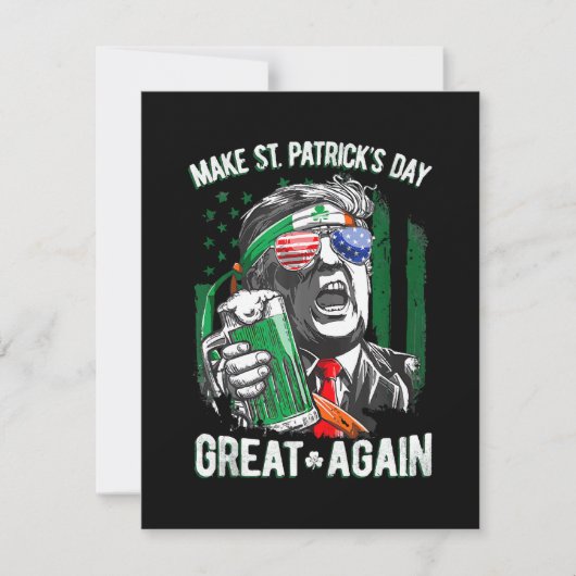 Maak St. Patrick's Day weer Groot Funny Trump Notitiekaartje (Voorkant)