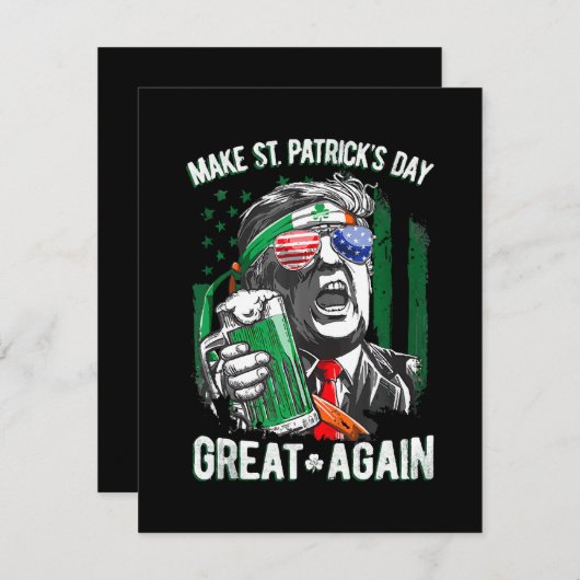 Maak St. Patrick's Day weer Groot Funny Trump Notitiekaartje (Voorkant / Achterkant)