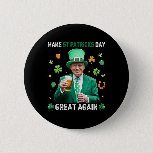 Maak St. Patrick's Day weer groot Ierse Leprechaun Ronde Button 5,7 Cm (Voorkant)