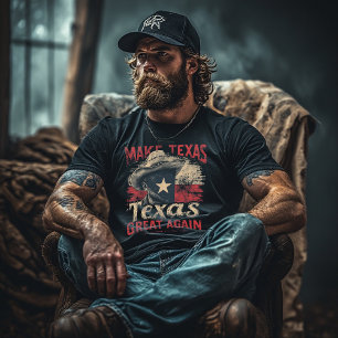 Maak Texas weer Groot Cowboy Texas Vlag Vintage T-shirt