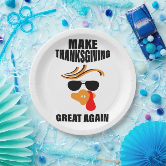 Maak Thanksgiving weer geweldig, Grappig Turkije G Papieren Bordje (Feest)