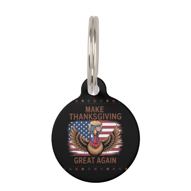 Maak Thanksgiving weer geweldig, grappige Trump Tu Huisdierpenning (Voorkant)