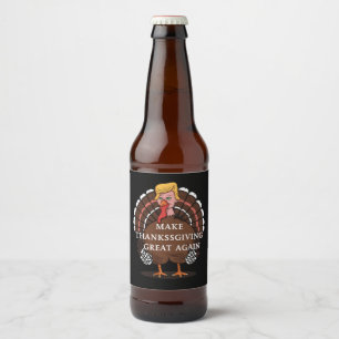 Maak Thanksgiving weer Groot Amerika Trump Kalkoen Bier Etiket