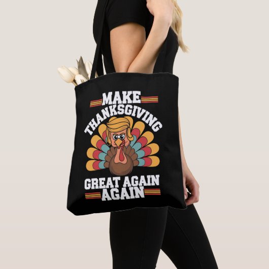 Maak Thanksgiving weer groot Trump Turkije 2024 Tote Bag (Dichtbij)