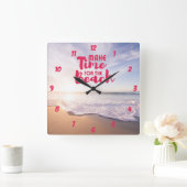Maak tijd voor het strand vierkante klok (Huis)