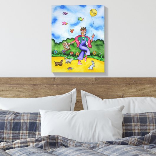 Maak tijd voor vrolijke momenten van Rita Loyd Canvas Afdruk (Insitu (Slaapkamer))