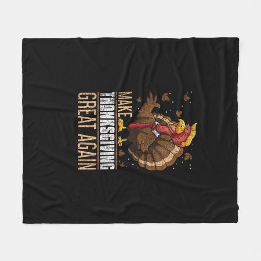 Maak Turkije weer groot Grappige Thanksgiving Trum Fleece Deken (Voorkant (Horizontaal))