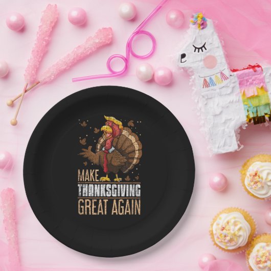 Maak Turkije weer groot Grappige Thanksgiving Trum Papieren Bordje (Feest)