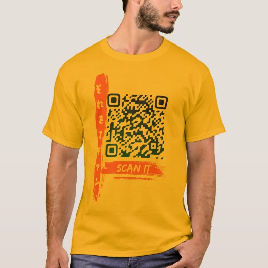 Maak uniek ontwerp QR code aftasten aftasten om on T-shirt (Voorkant)