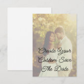 Maak uw aangepaste Save The Date RSVP Kaartje (Voorkant / Achterkant)