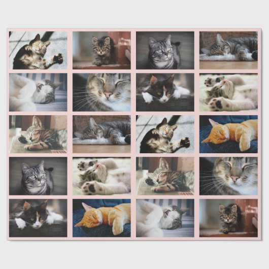 Maak uw eigen 10 foto-collage op roze cadeaupapier (Vlak)