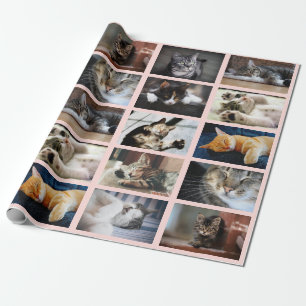 Maak uw eigen 10 foto-collage op roze cadeaupapier