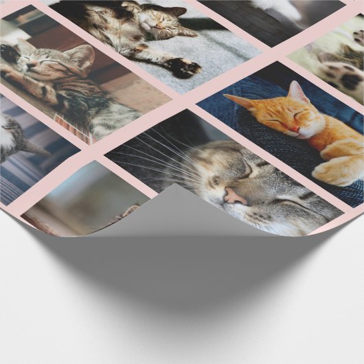 Maak uw eigen 10 foto-collage op roze cadeaupapier (Hoek)