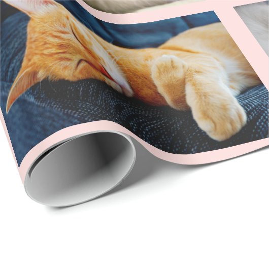 Maak uw eigen 10 foto-collage op roze cadeaupapier (Rol Hoek)