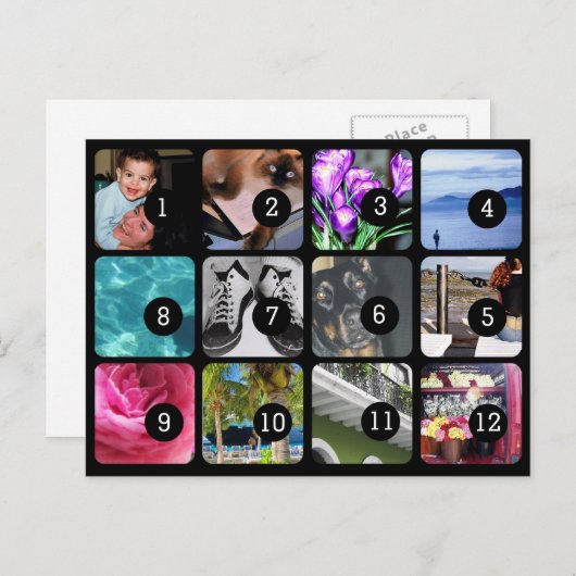 Maak uw eigen 12 foto's per post briefkaart (Voorkant / Achterkant)