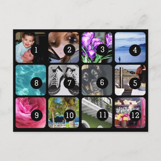 Maak uw eigen 12 foto's per post briefkaart (Voorkant)