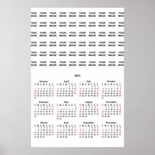 Maak uw eigen 2021 aangepaste kalenderposter poster (Voorkant)