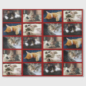 Maak uw eigen 5 fotocollage op donkerrood cadeaupapier (Vlak)