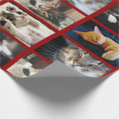 Maak uw eigen 5 fotocollage op donkerrood cadeaupapier (Hoek)