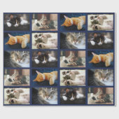 Maak uw eigen 5 fotocollage op Navy Blue Cadeaupapier (Vlak)