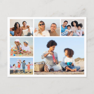 Maak uw eigen 6 foto collage ansichtkaart briefkaart