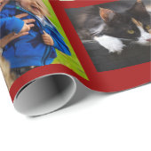 Maak uw eigen 9 fotocollage op donkerrood cadeaupapier (Rol Hoek)