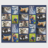 Maak uw eigen 9 fotocollage op Navy Blue Cadeaupapier (Vlak)