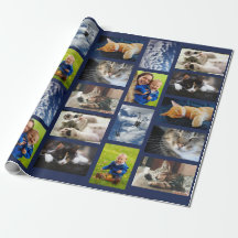 Maak uw eigen 9 fotocollage op Navy Blue