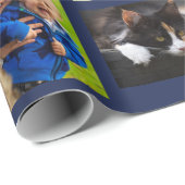 Maak uw eigen 9 fotocollage op Navy Blue Cadeaupapier (Rol Hoek)