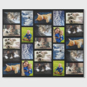 Maak uw eigen 9 fotocollage op zwart cadeaupapier (Vlak)