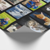 Maak uw eigen 9 fotocollage op zwart cadeaupapier (Hoek)