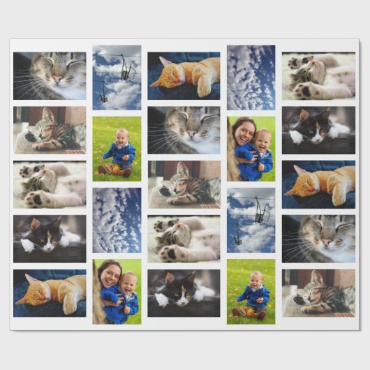 Maak uw eigen 9 fotocollage wit cadeaupapier (Vlak)