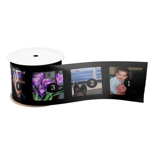 Maak uw eigen 9 foto's + aanpasbare lintkleur satijnen lint (Spoel)